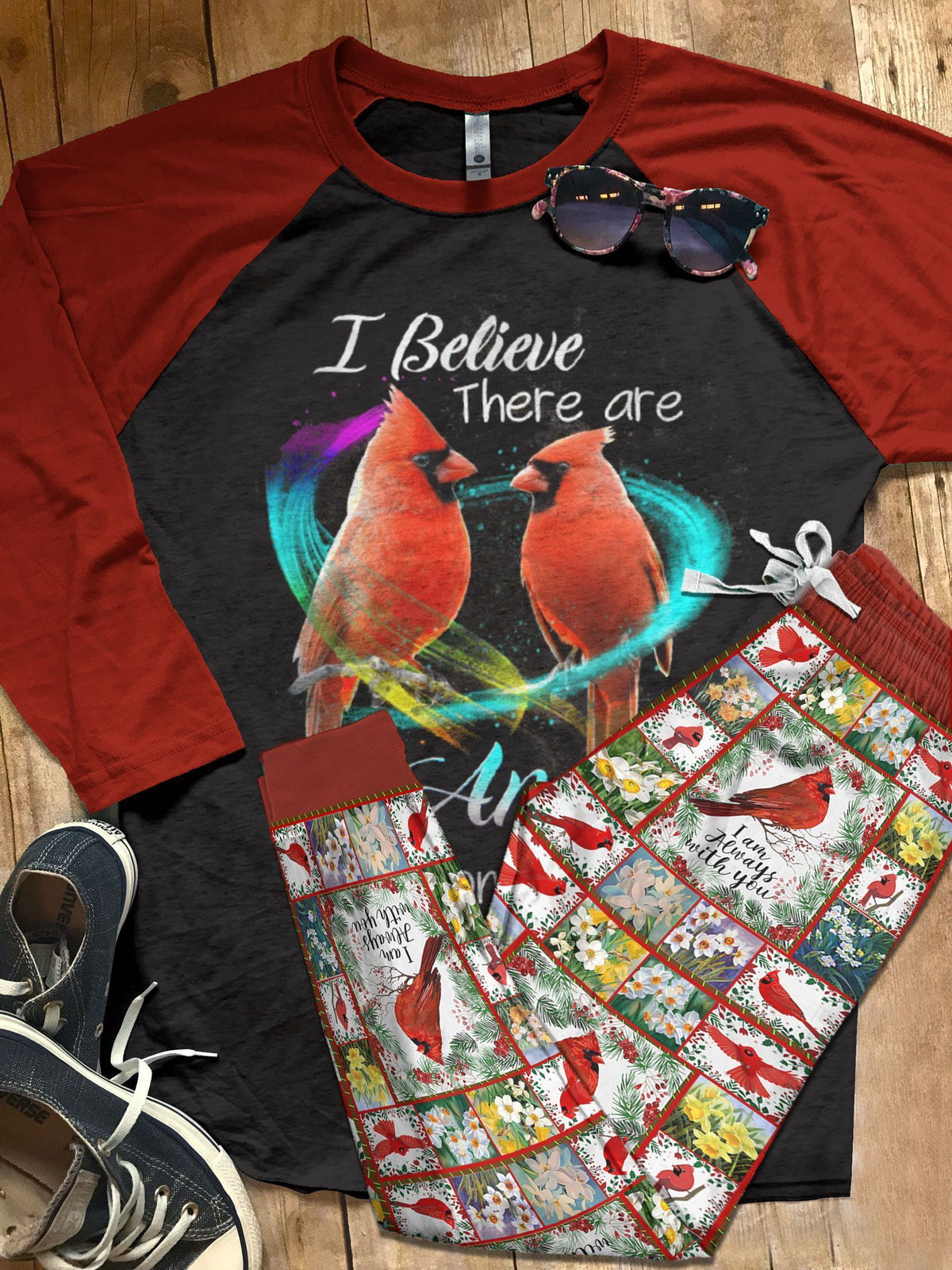Cardinal Set Pajama Set |Sleepwear Pjs Sets | Raglan Shirt Pants Set