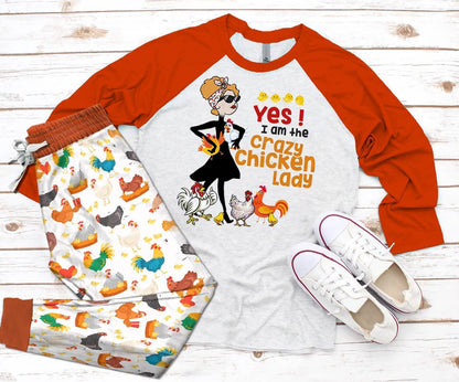 Chicken Orange Best Pajama Set |Sleepwear Pjs Sets | Raglan Shirt Pants Set