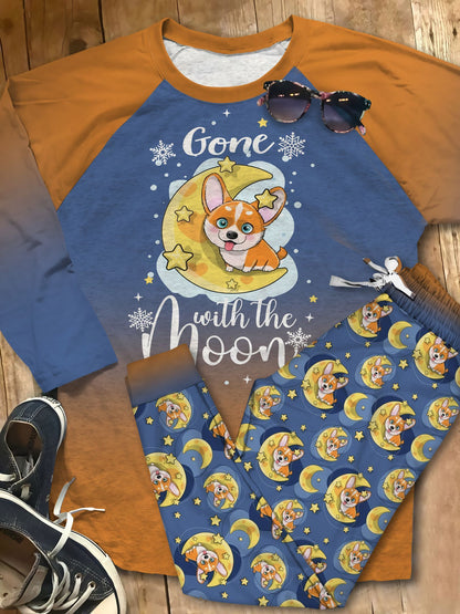 Corgi Just Do It Colorful Good Pajama Set |Sleepwear Pjs Sets | Raglan Shirt Pants Set