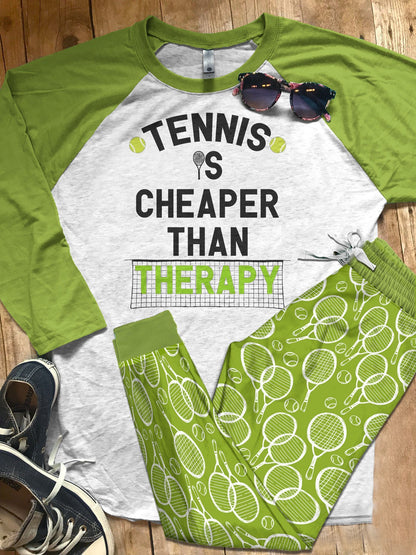 Tennis Tennis Therapy Pajama Set |Sleepwear Pjs Sets | Raglan Shirt Pants Set