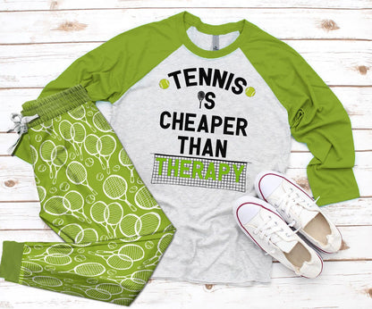 Tennis Tennis Therapy Pajama Set |Sleepwear Pjs Sets | Raglan Shirt Pants Set