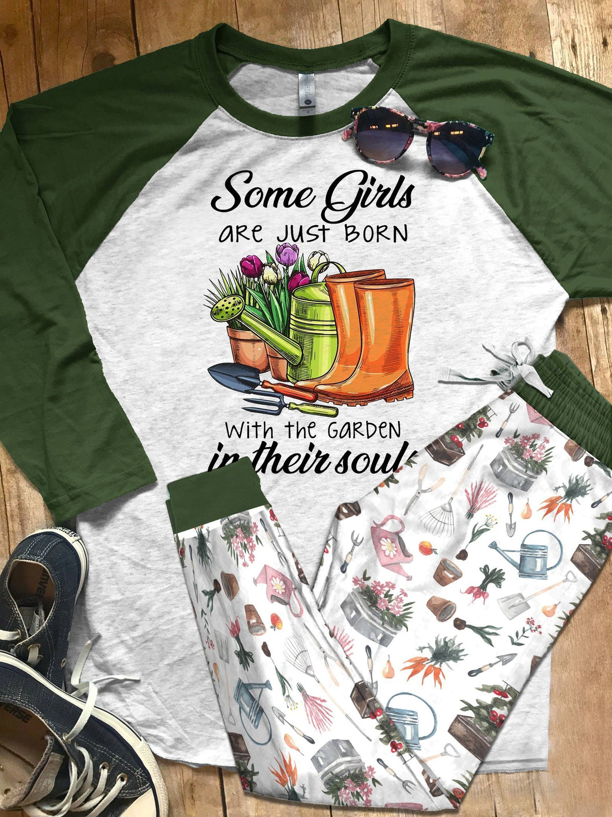 Gardening Gardening Pajama Set |Sleepwear Pjs Sets | Raglan Shirt Pants Set