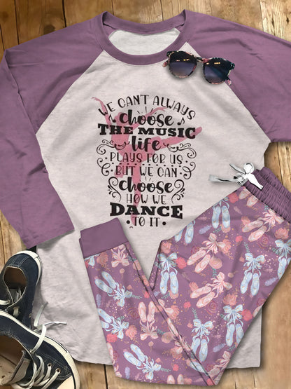 Personalized Ballet Dancer Women Purple Unique Pajama Set |Sleepwear Pjs Sets | Raglan Shirt Pants Set