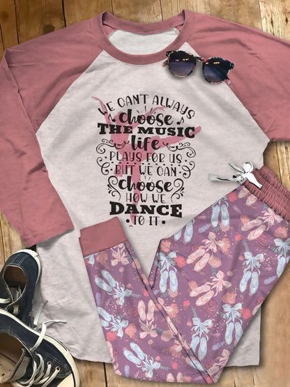 Personalized Ballet Dancer Women Purple Unique Pajama Set |Sleepwear Pjs Sets | Raglan Shirt Pants Set