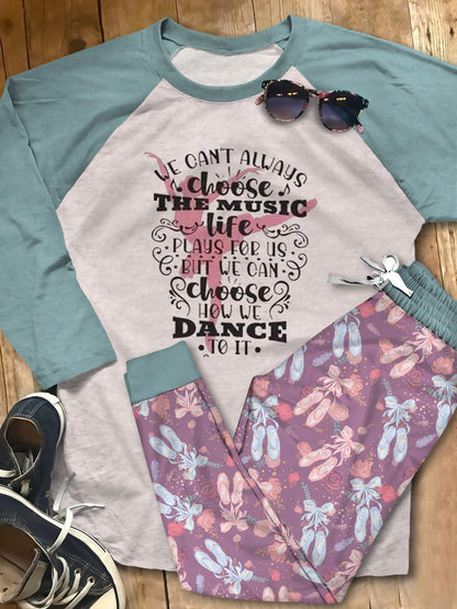 Personalized Ballet Dancer Women Purple Unique Pajama Set |Sleepwear Pjs Sets | Raglan Shirt Pants Set