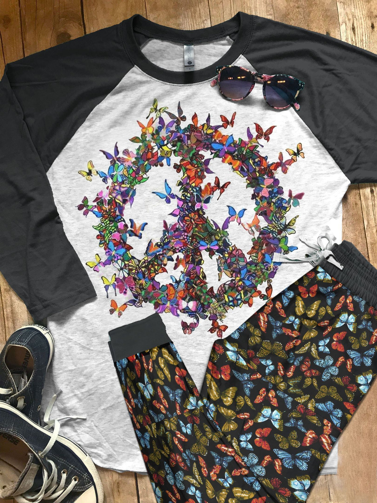 Hippie My Soul Black Awesome Pajama Set |Sleepwear Pjs Sets | Raglan Shirt Pants Set