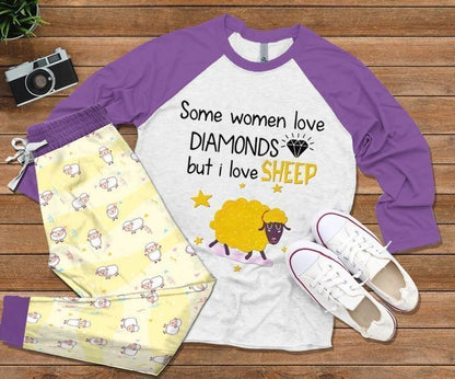 Sheep Different From Others Violet Awesome Pajama Set |Sleepwear Pjs Sets | Raglan Shirt Pants Set
