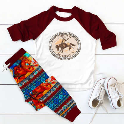 Horse Set Strong Horse Lady Pajama Set |Sleepwear Pjs Sets | Raglan Shirt Pants Set