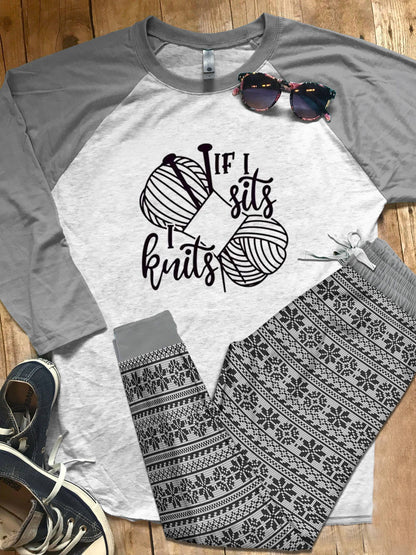 Yarn Grey Unique Pajama Set |Sleepwear Pjs Sets | Raglan Shirt Pants Set