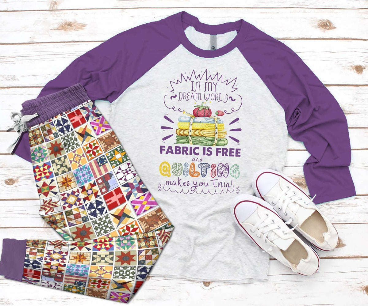 Quilting Set Dream World Pajama Set |Sleepwear Pjs Sets | Raglan Shirt Pants Set