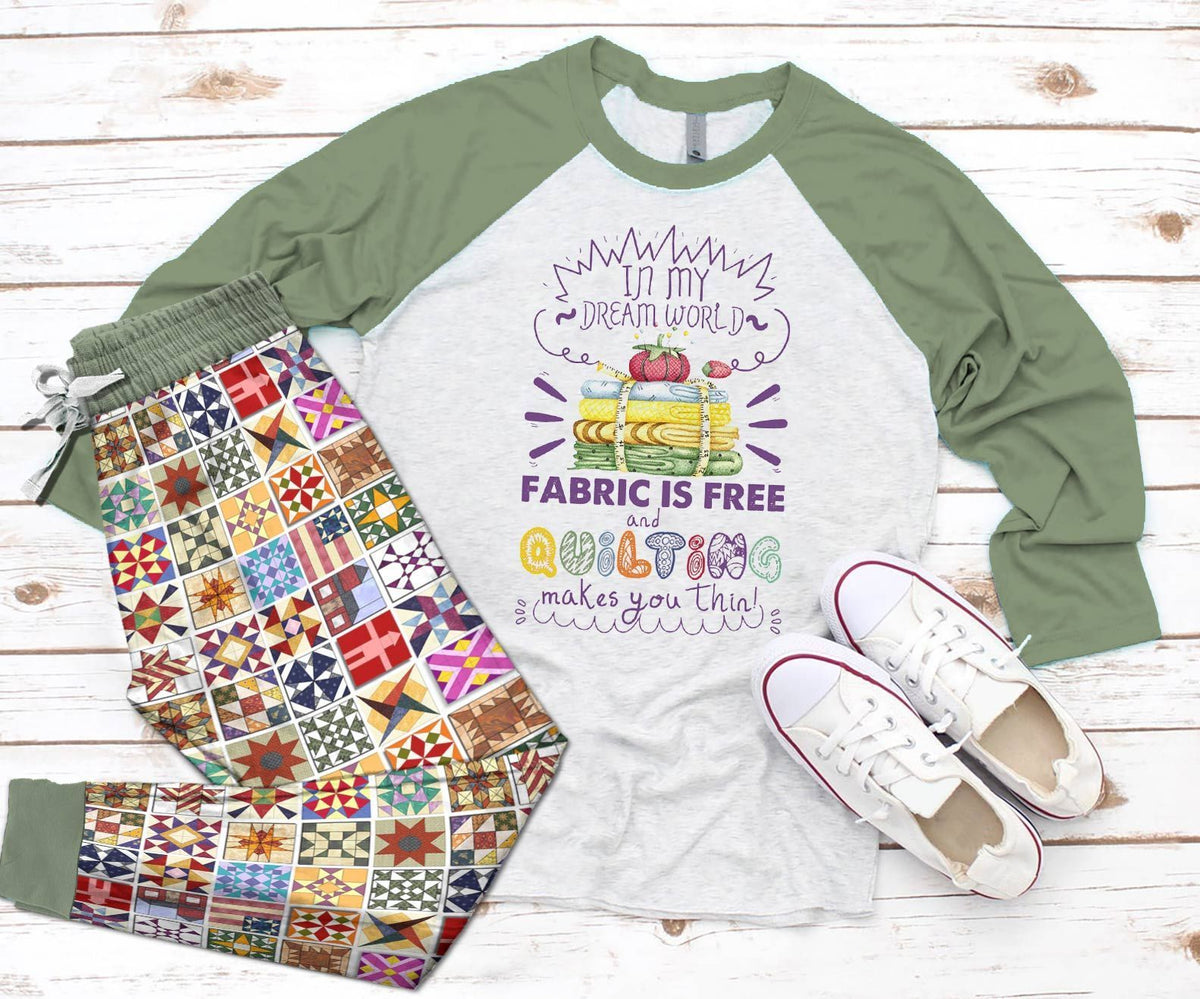 Quilting Set Dream World Pajama Set |Sleepwear Pjs Sets | Raglan Shirt Pants Set