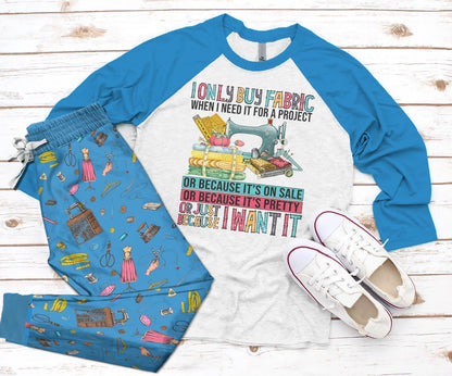 Sewing I Want It Pajama Set |Sleepwear Pjs Sets | Raglan Shirt Pants Set