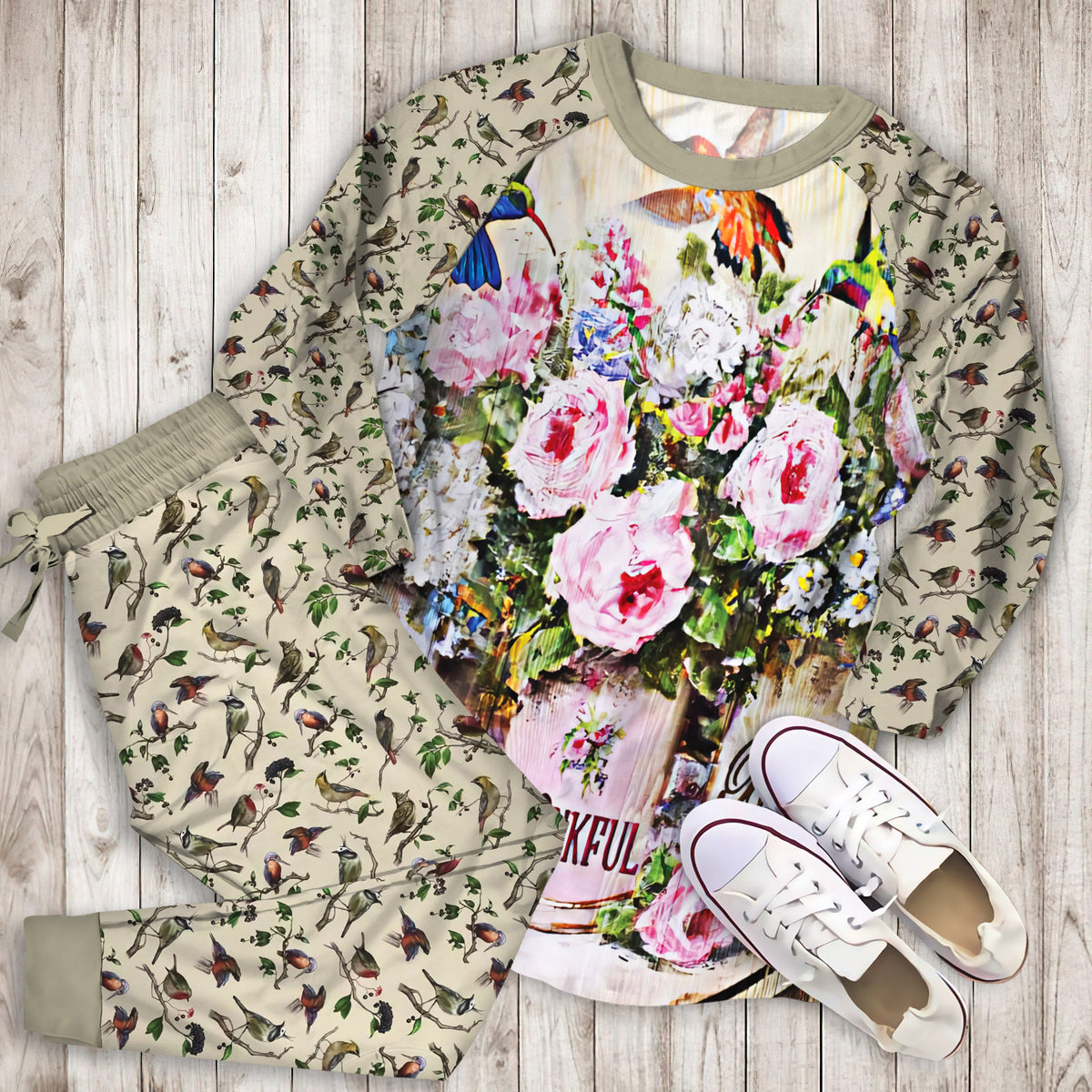 Hummingbird Pajama Set |Sleepwear Pjs Sets | Raglan Shirt Pants Set