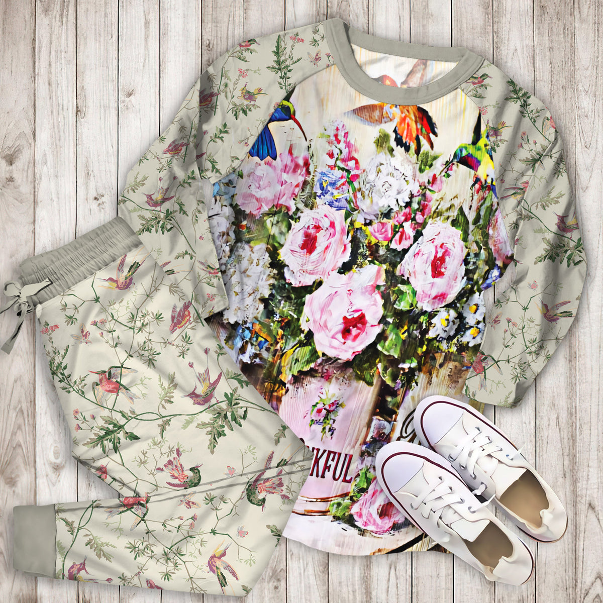 Hummingbird Pajama Set |Sleepwear Pjs Sets | Raglan Shirt Pants Set