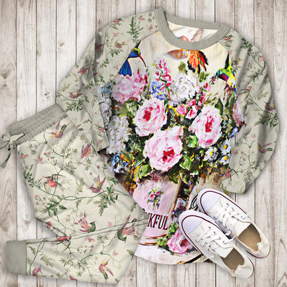 Hummingbird Pajama Set |Sleepwear Pjs Sets | Raglan Shirt Pants Set