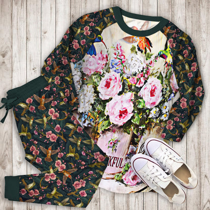 Hummingbird Pajama Set |Sleepwear Pjs Sets | Raglan Shirt Pants Set