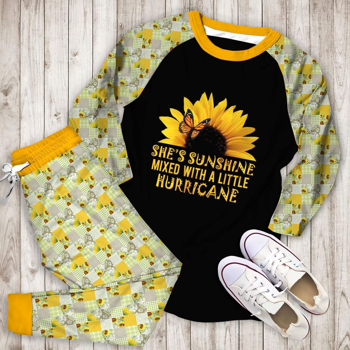 Sunflower I Am Sunshine Acg Pajama Set |Sleepwear Pjs Sets | Raglan Shirt Pants Set