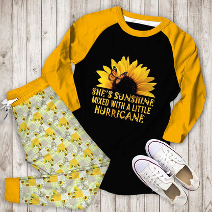 Sunflower I Am Sunshine Acg Pajama Set |Sleepwear Pjs Sets | Raglan Shirt Pants Set