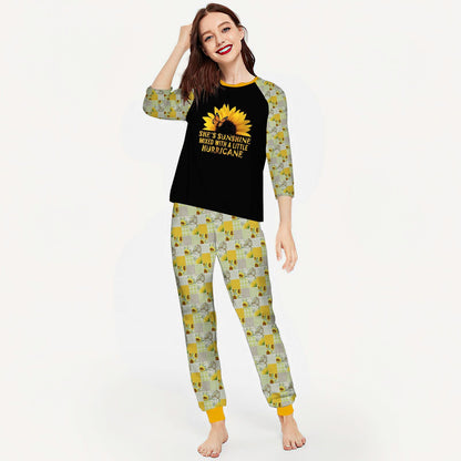 Sunflower I Am Sunshine Acg Pajama Set |Sleepwear Pjs Sets | Raglan Shirt Pants Set