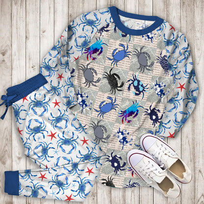Crab Pajama Set |Sleepwear Pjs Sets | Raglan Shirt Pants Set