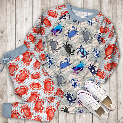 Crab Pajama Set |Sleepwear Pjs Sets | Raglan Shirt Pants Set
