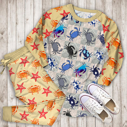 Crab Pajama Set |Sleepwear Pjs Sets | Raglan Shirt Pants Set