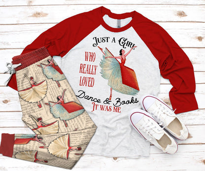 Reading Set Colors Dance & Books Pajama Set |Sleepwear Pjs Sets | Raglan Shirt Pants Set