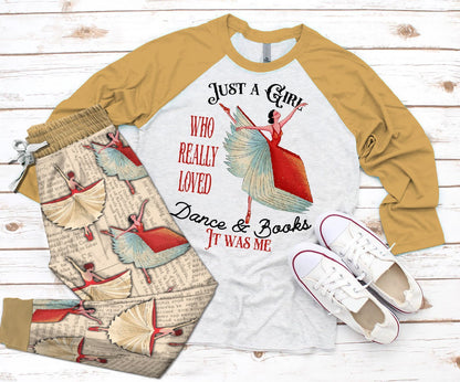 Reading Set Colors Dance & Books Pajama Set |Sleepwear Pjs Sets | Raglan Shirt Pants Set