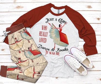Reading Set Colors Dance & Books Pajama Set |Sleepwear Pjs Sets | Raglan Shirt Pants Set