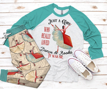 Reading Set Colors Dance & Books Pajama Set |Sleepwear Pjs Sets | Raglan Shirt Pants Set