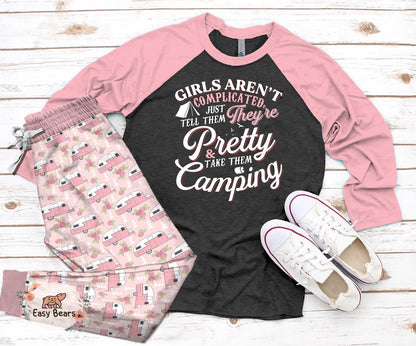 Camping Set Pretty Pajama Set |Sleepwear Pjs Sets | Raglan Shirt Pants Set