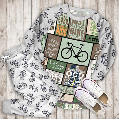 Cycling Pajama Set | Pajamas | Cotton Sleepwear Sets | Soft Long Sleeve Pjs | Raglan Shirt and Pants Set