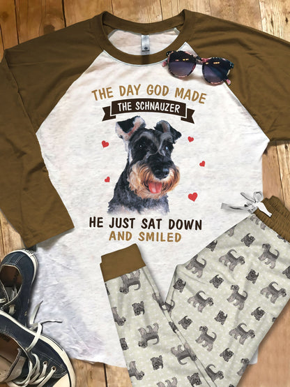 Miniature Schnauzer The Schnauzer Pajama Set |Sleepwear Pjs Sets | Raglan Shirt Pants Set