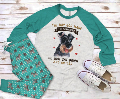 Miniature Schnauzer The Schnauzer Pajama Set |Sleepwear Pjs Sets | Raglan Shirt Pants Set