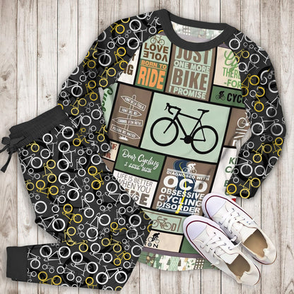 Cycling Pajama Set | Pajamas | Cotton Sleepwear Sets | Soft Long Sleeve Pjs | Raglan Shirt and Pants Set