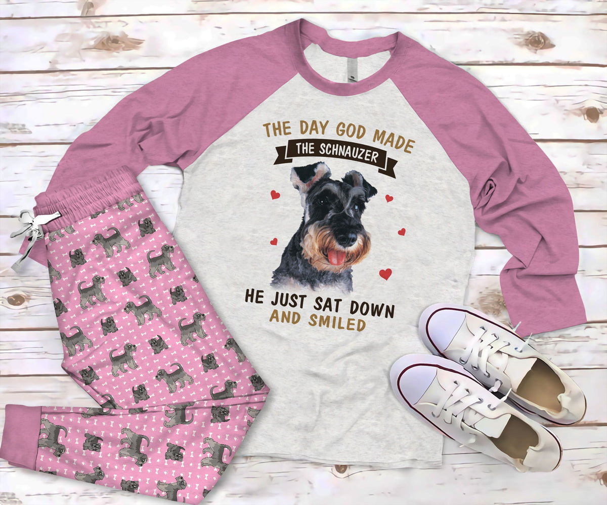 Miniature Schnauzer The Schnauzer Pajama Set |Sleepwear Pjs Sets | Raglan Shirt Pants Set