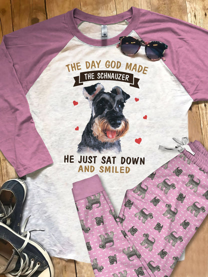 Miniature Schnauzer The Schnauzer Pajama Set |Sleepwear Pjs Sets | Raglan Shirt Pants Set