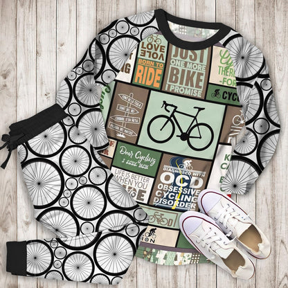 Cycling Pajama Set | Pajamas | Cotton Sleepwear Sets | Soft Long Sleeve Pjs | Raglan Shirt and Pants Set
