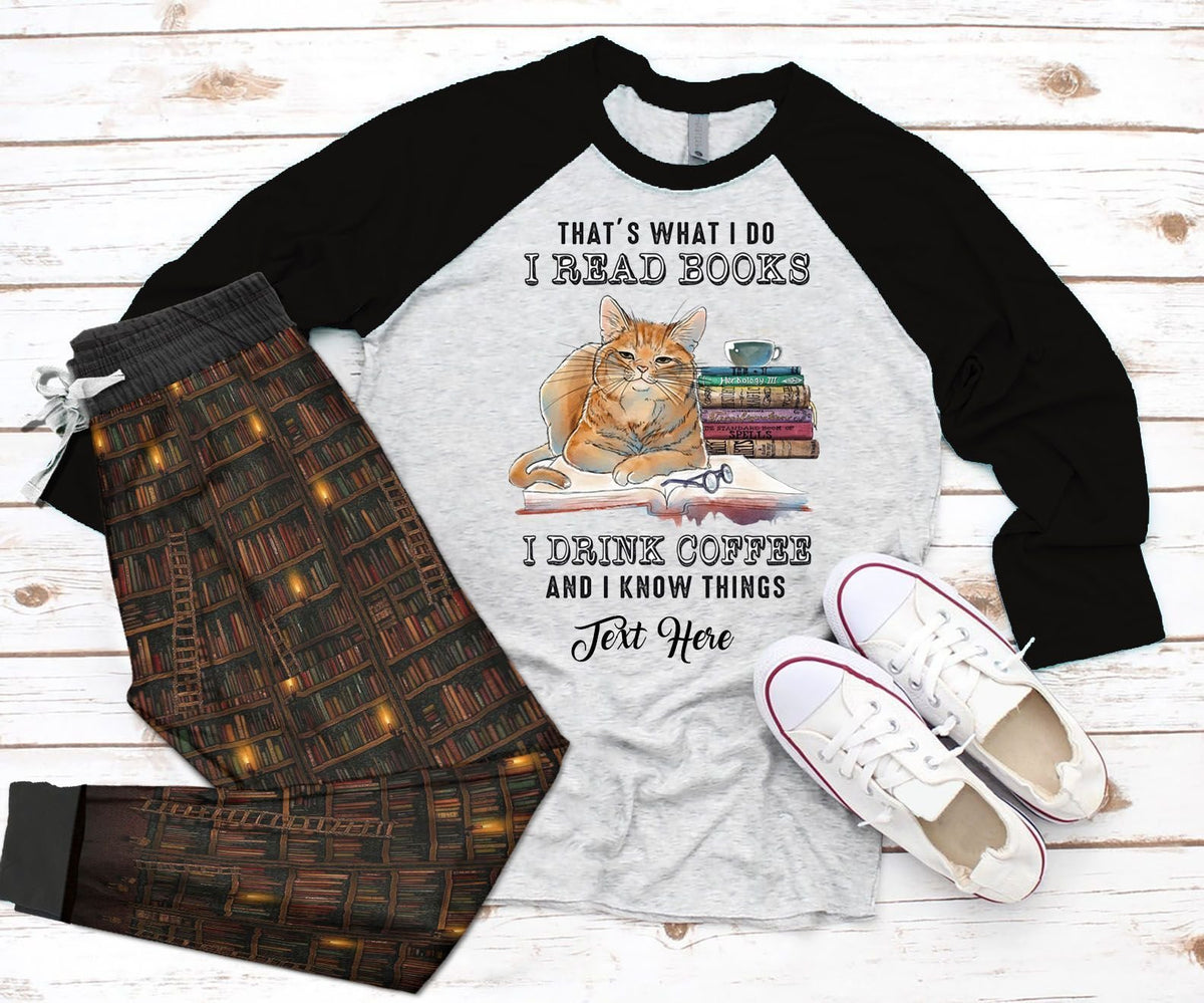 Reading Personalized Know Things Pajama Set |Sleepwear Pjs Sets | Raglan Shirt Pants Set