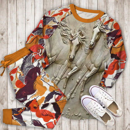 Horse Pajama Set | Pajamas | Cotton Sleepwear Sets | Soft Long Sleeve Pjs | Raglan Shirt and Pants Set