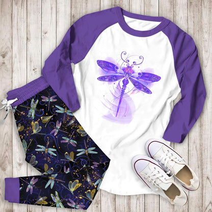 Dragonfly Gorgeous Aag Pajama Set |Sleepwear Pjs Sets | Raglan Shirt Pants Set