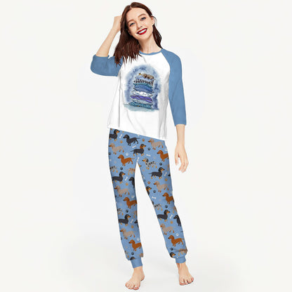 Dachshund Sweet Dream Aaw Pajama Set |Sleepwear Pjs Sets | Raglan Shirt Pants Set