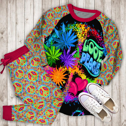 Hippie Pajama Set | Pajamas | Cotton Sleepwear Sets | Soft Long Sleeve Pjs | Raglan Shirt and Pants Set