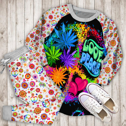 Hippie Pajama Set | Pajamas | Cotton Sleepwear Sets | Soft Long Sleeve Pjs | Raglan Shirt and Pants Set