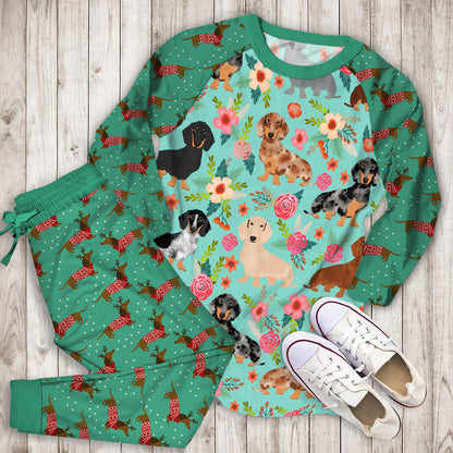 Dachshund Pajama Set | Pajamas | Cotton Sleepwear Sets | Soft Long Sleeve Pjs | Raglan Shirt and Pants Set