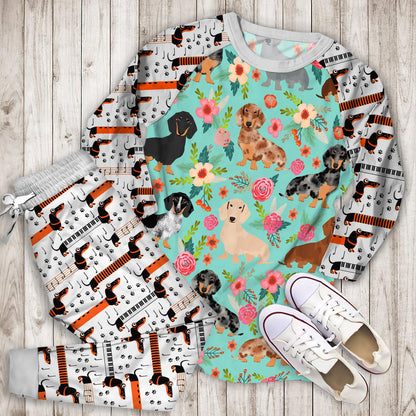 Dachshund Pajama Set | Pajamas | Cotton Sleepwear Sets | Soft Long Sleeve Pjs | Raglan Shirt and Pants Set