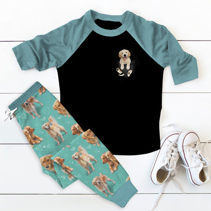 Golden Retriever So Cute Pajama Set |Sleepwear Pjs Sets | Raglan Shirt Pants Set