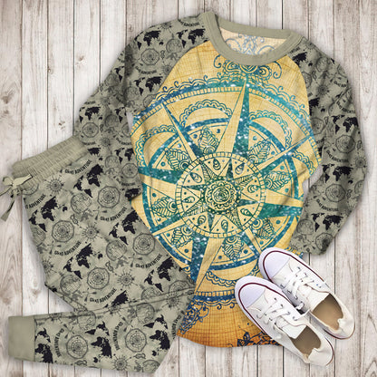 Compass Mandala Pajama Set |Sleepwear Pjs Sets | Raglan Shirt Pants Set
