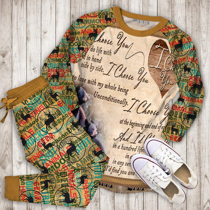Hunting Black Bear Couple I Choose You Pajama Set |Sleepwear Pjs Sets | Raglan Shirt Pants Set