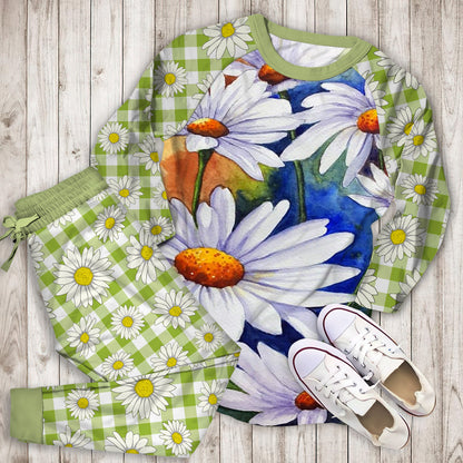 Daisy Flowers Pajama Set |Sleepwear Pjs Sets | Raglan Shirt Pants Set
